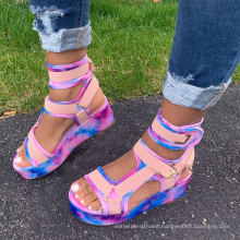 2020 in stock  new best selling colorful cheap wedge sandals shoes female footwear women